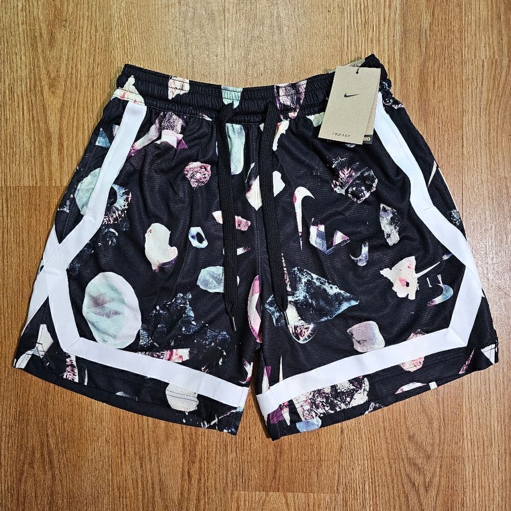 Nike Fly Crossover Basketball Shorts Floral Diamonds Black White DR2966-011 L